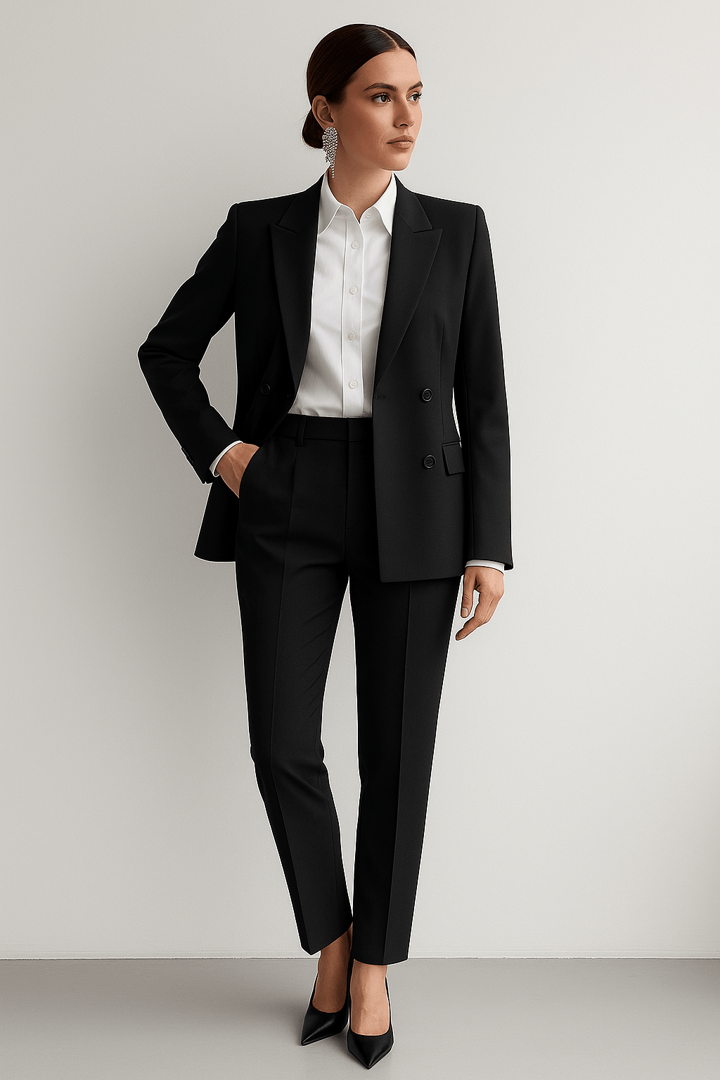 Tailored Suit Set Tapered Pants for Women | Laurienne Black