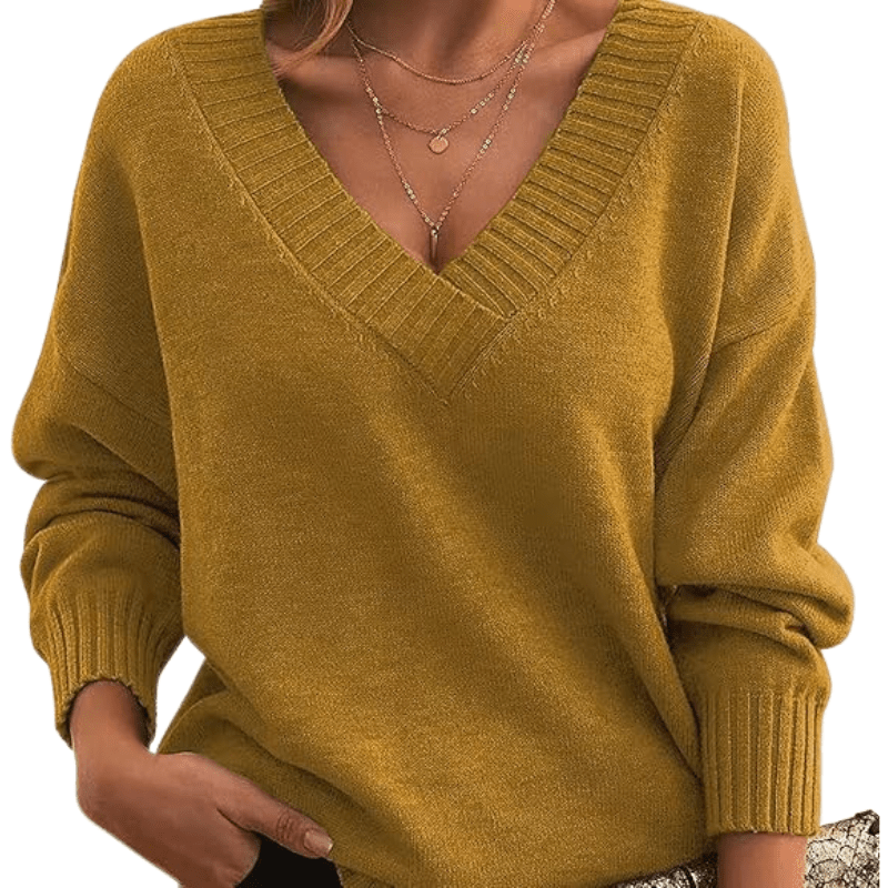 V-Neck Sweater Long Sleeve Chic Style for Women | Celeste Yellow