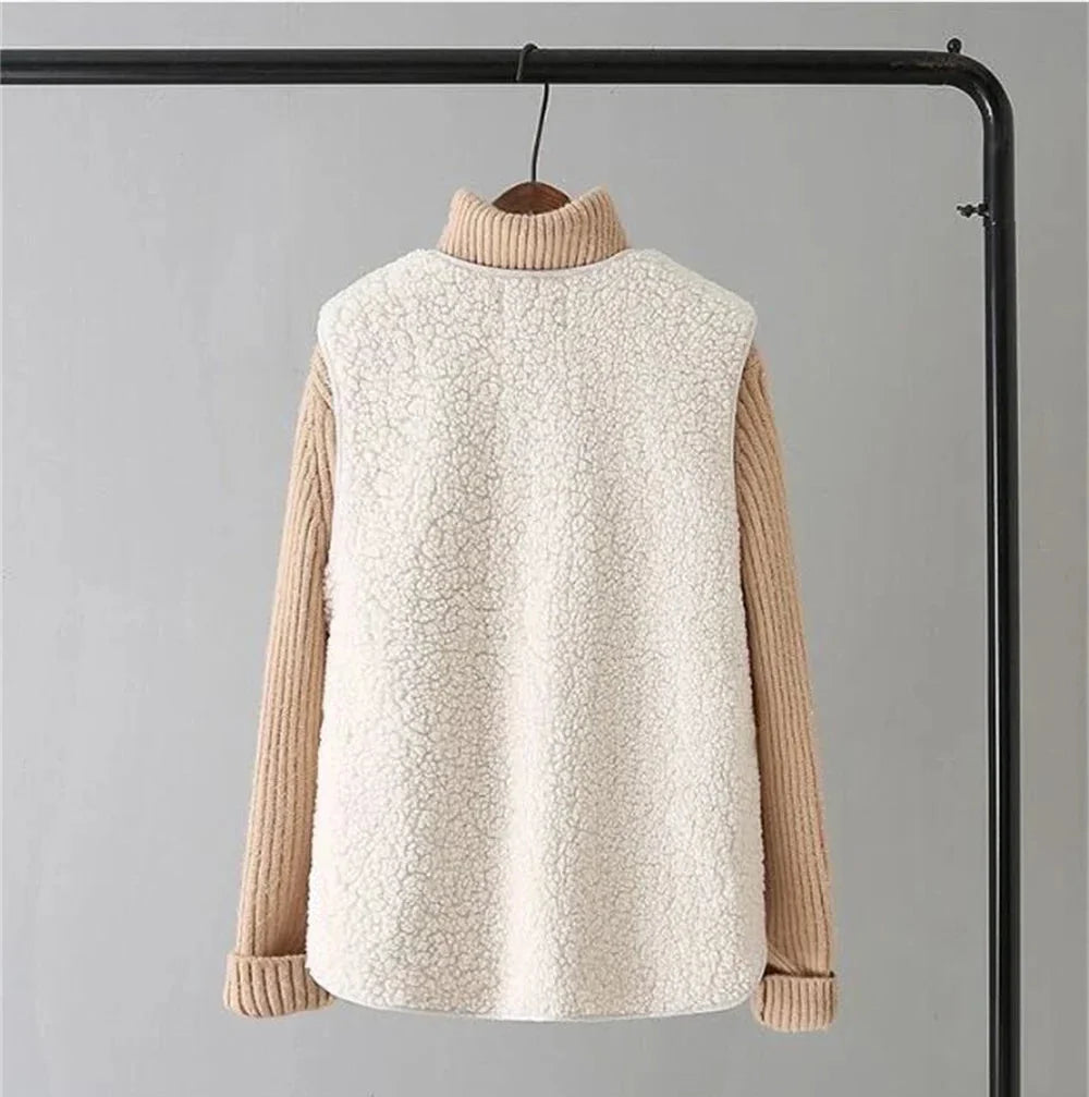 Wool Blend Fleece Sleeveless Vest for Women | Solenne
