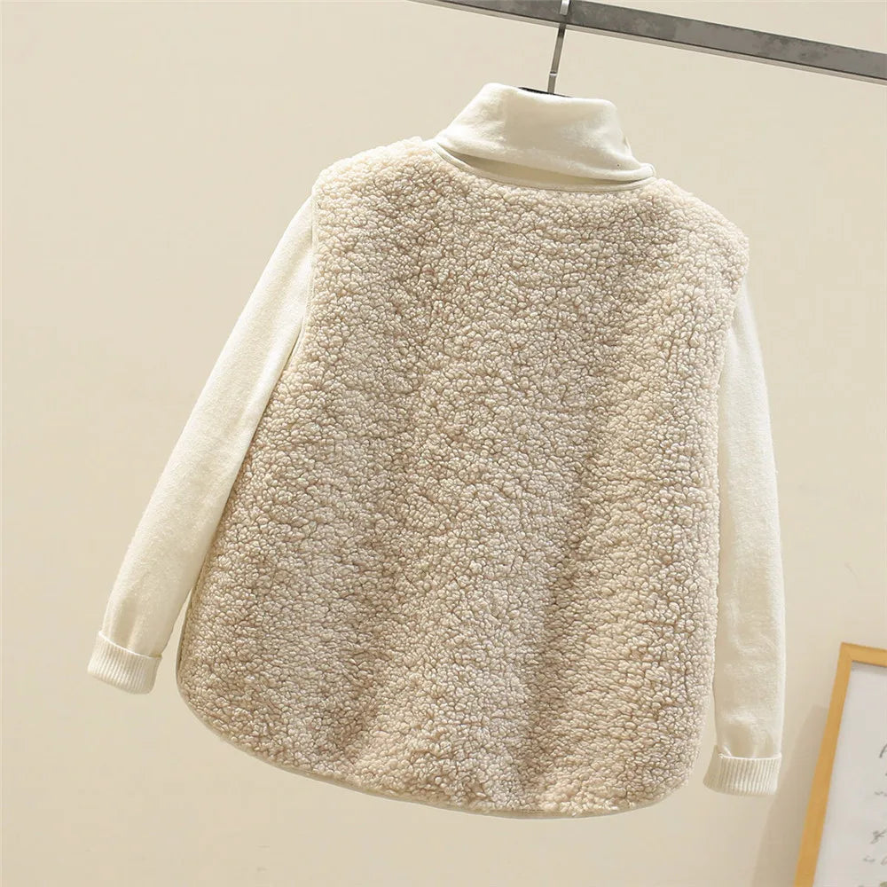 Wool Blend Fleece Sleeveless Vest for Women | Solenne
