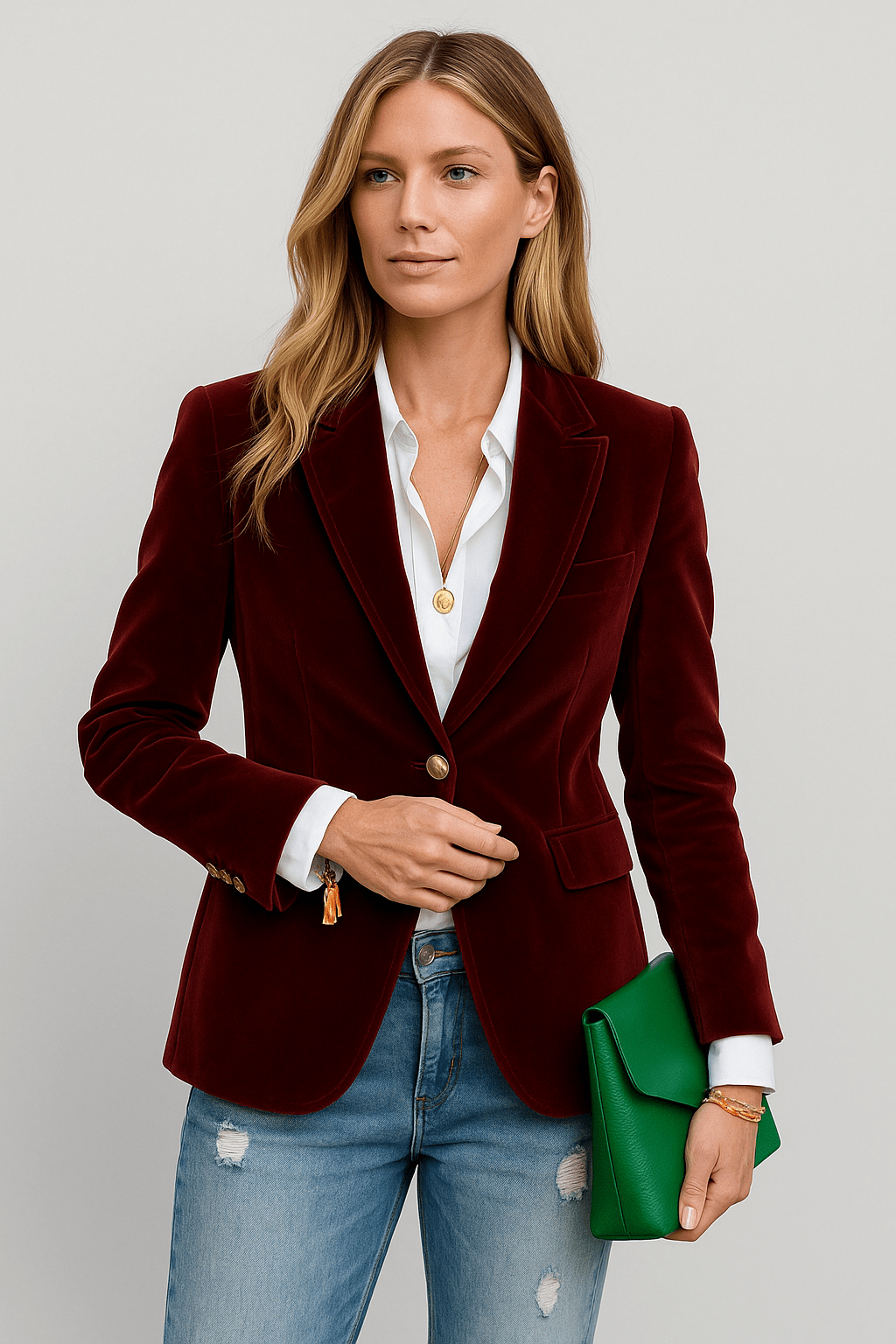 Velvet Blazer Tailored Fit for Women | Vivienne Burgundy