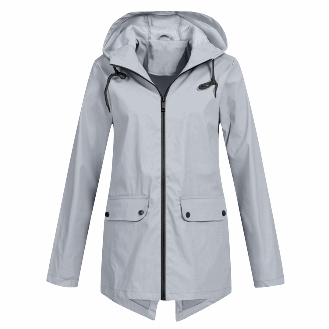 Waterproof Long Hooded Raincoat for Women | Marvina Gray