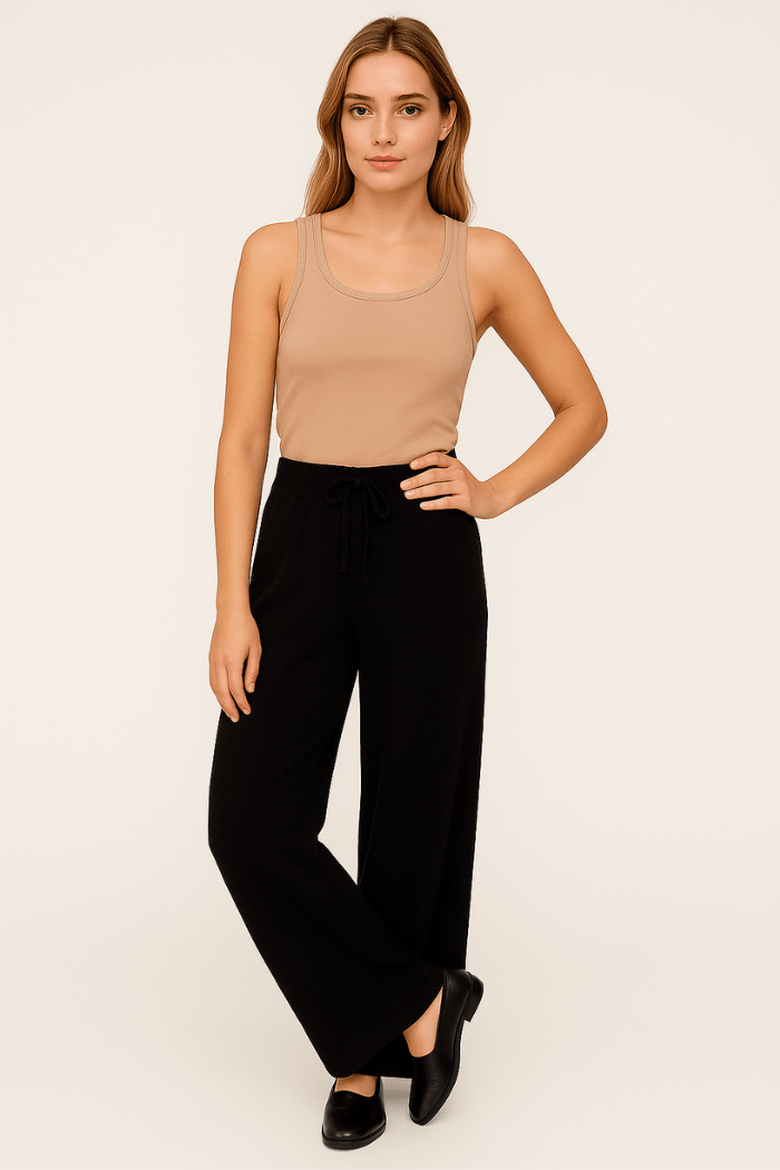 Wide Leg Knitted Sweatpants for Women | Maelle Black
