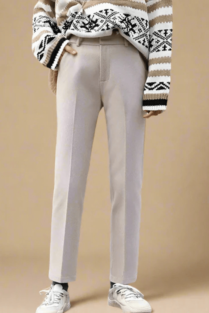 Wool Straight-Leg Trousers High Waisted for Women | Zantor