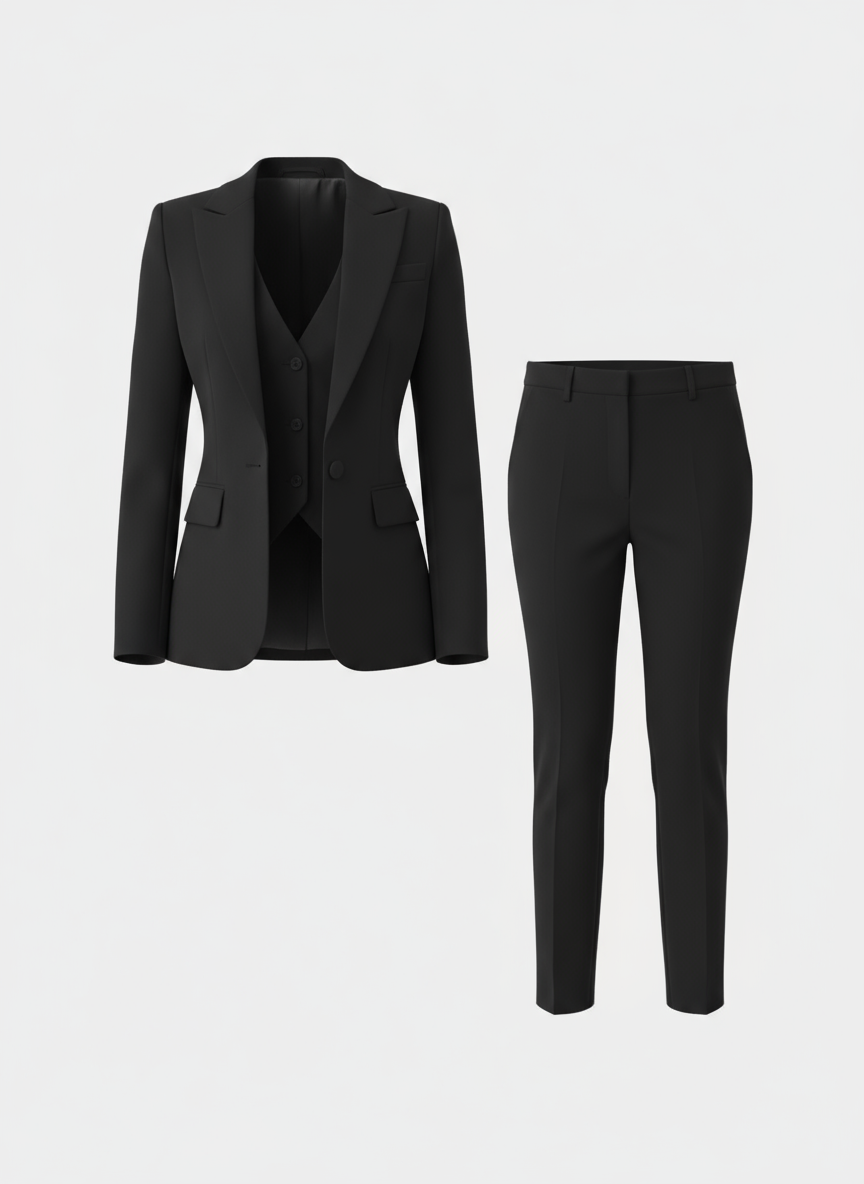 3-Piece Tailored Suit Set Slim Fit for Women | Auriane Black