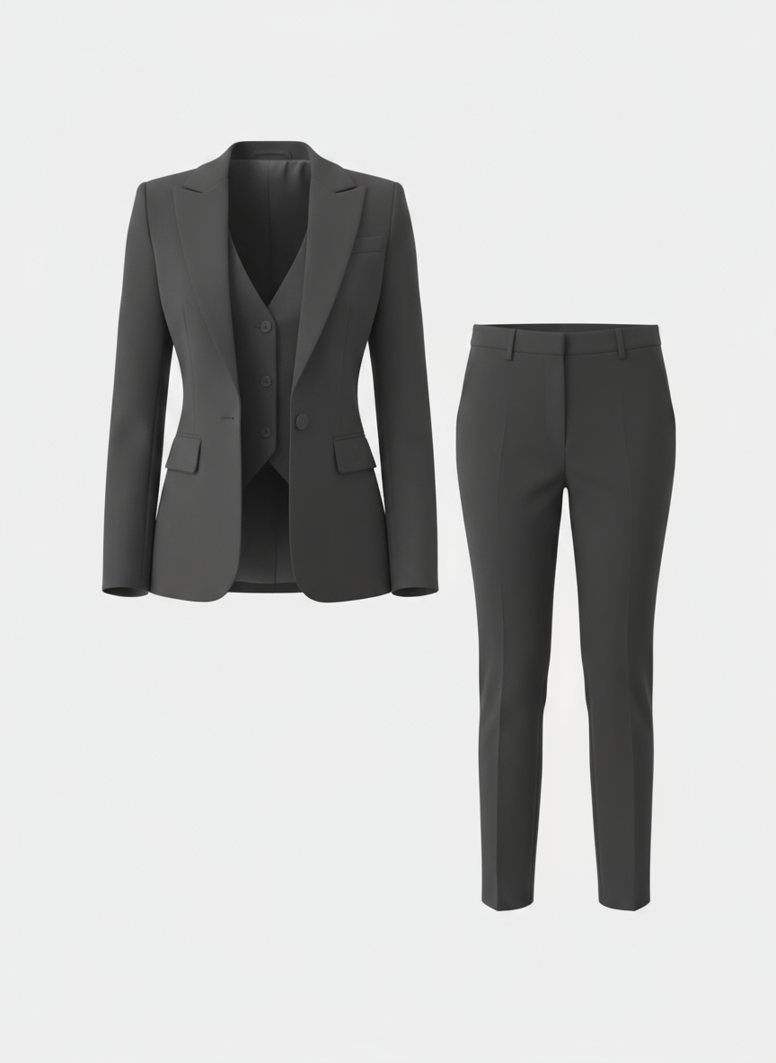3-Piece Tailored Suit Set Slim Fit for Women | Auriane Grey