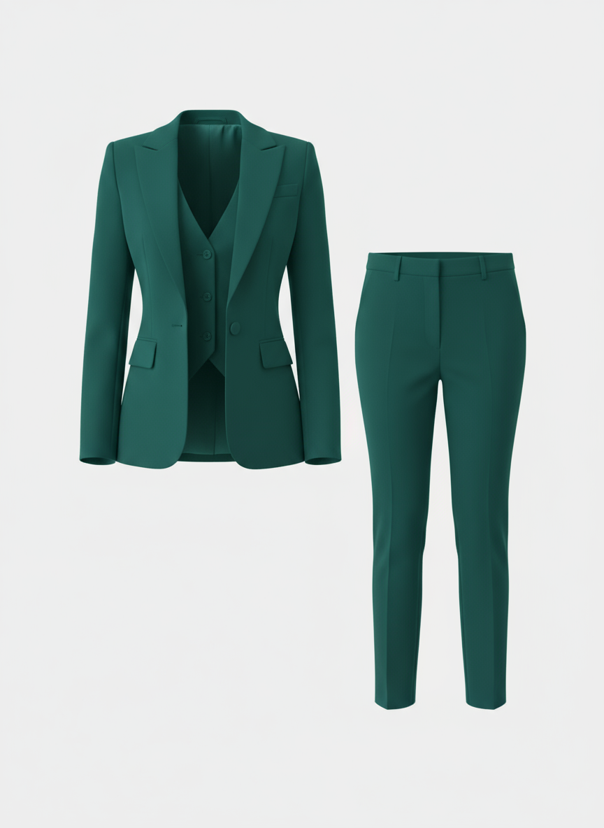 3-Piece Tailored Suit Set Slim Fit for Women | Auriane Green
