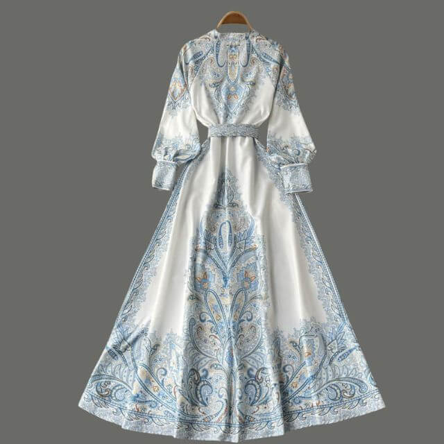 A-Line Maxi Dress with Long Sleeves for Women | Penelope Sky blue - B