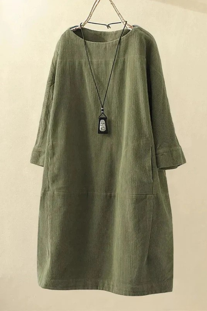 Relaxed Fit Midi Dress for Women | Andrea Army Green