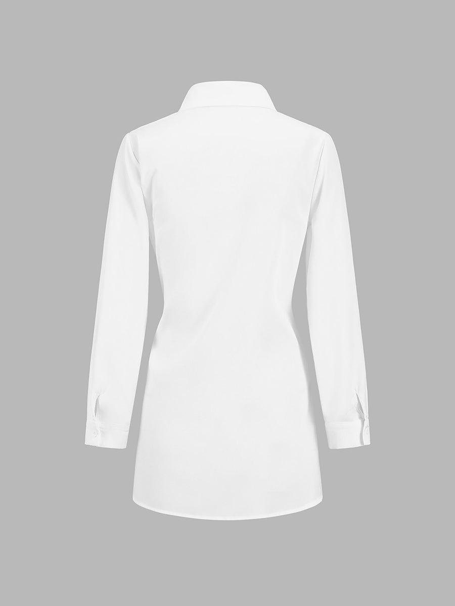 Asymmetric Knot Front Long Sleeve Shirt for Women | Corrine