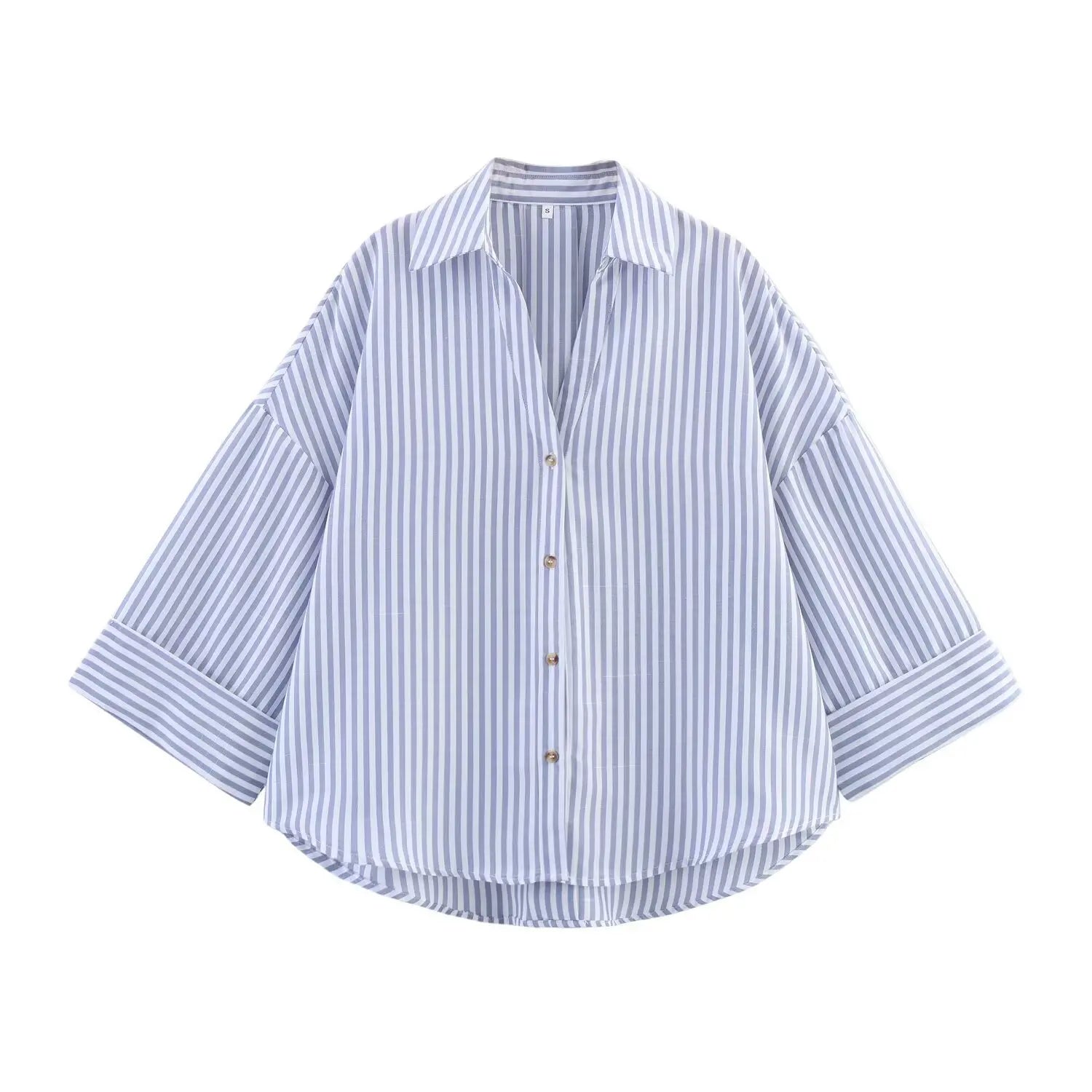 Asymmetric Striped Shirt For Women | Liora Blue