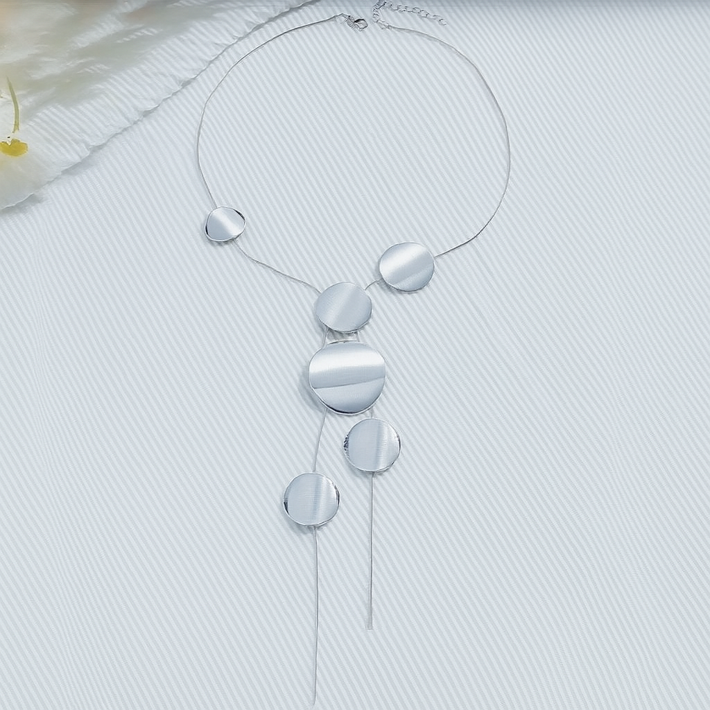 Asymmetrical Disc Pendant Long Necklace for Women | Klea