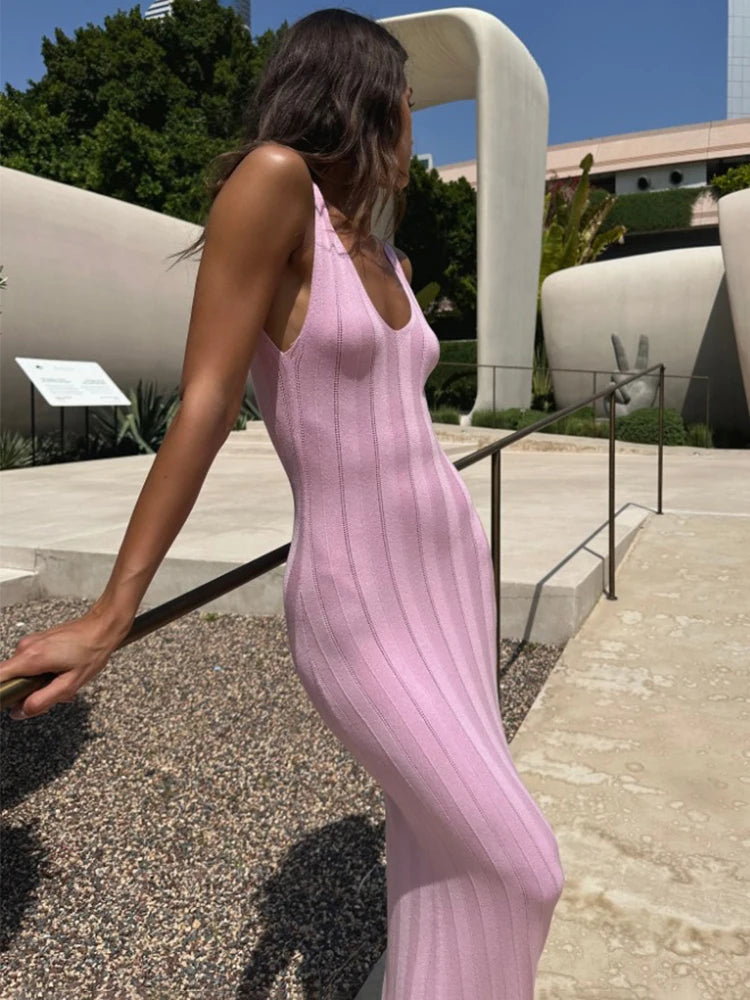 Backless V Neck Sleeveless Maxi Dress for Women | Trina