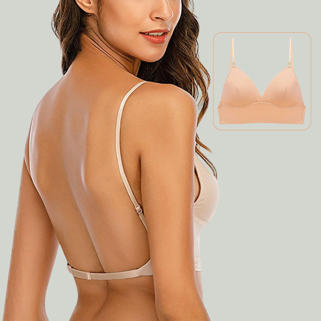 Backless Invisible Push-Up Bra with Adjustable Straps for Women | Amira Beige