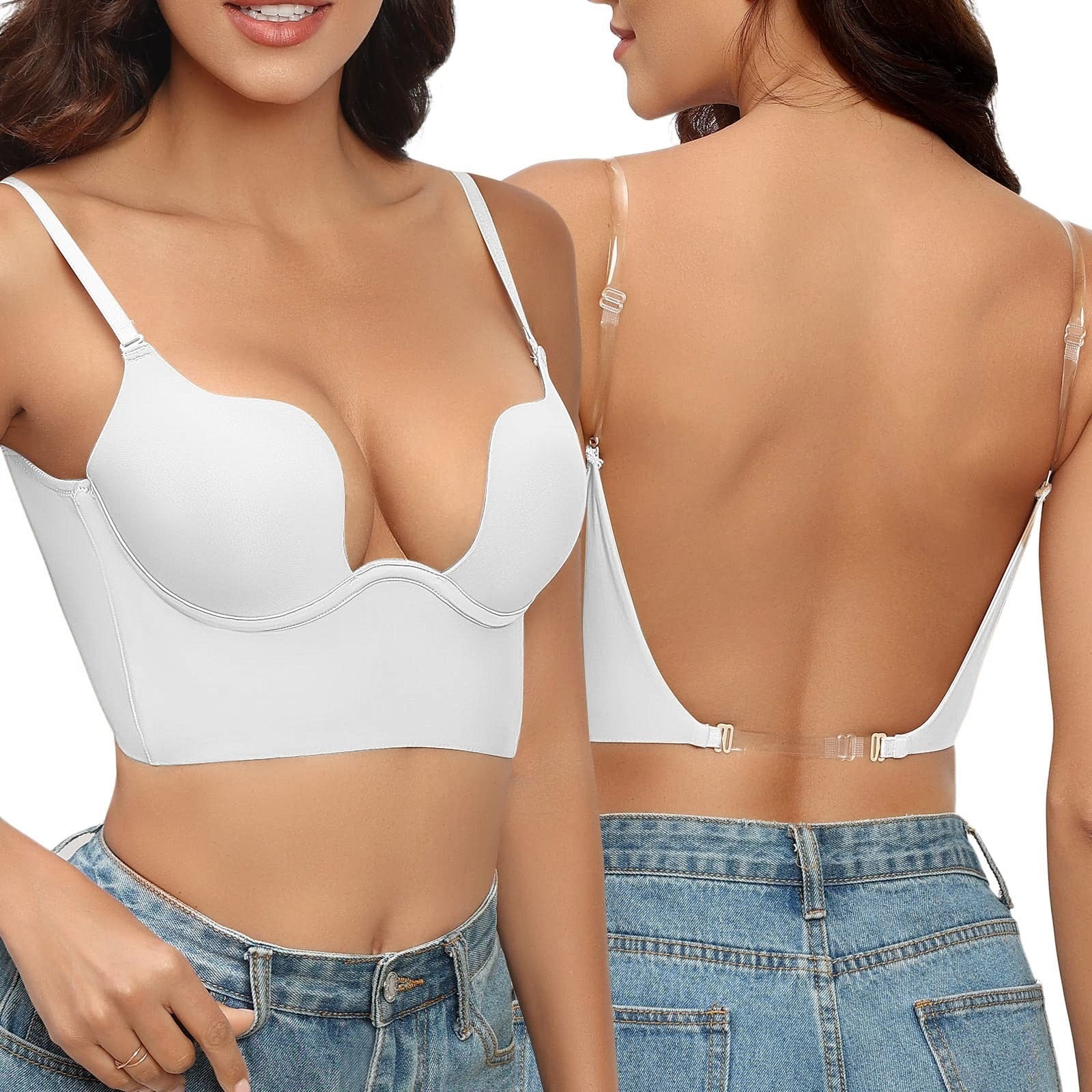 Backless Lift Support Bra with Deep U-Plunge Neckline for Women | Charlie White