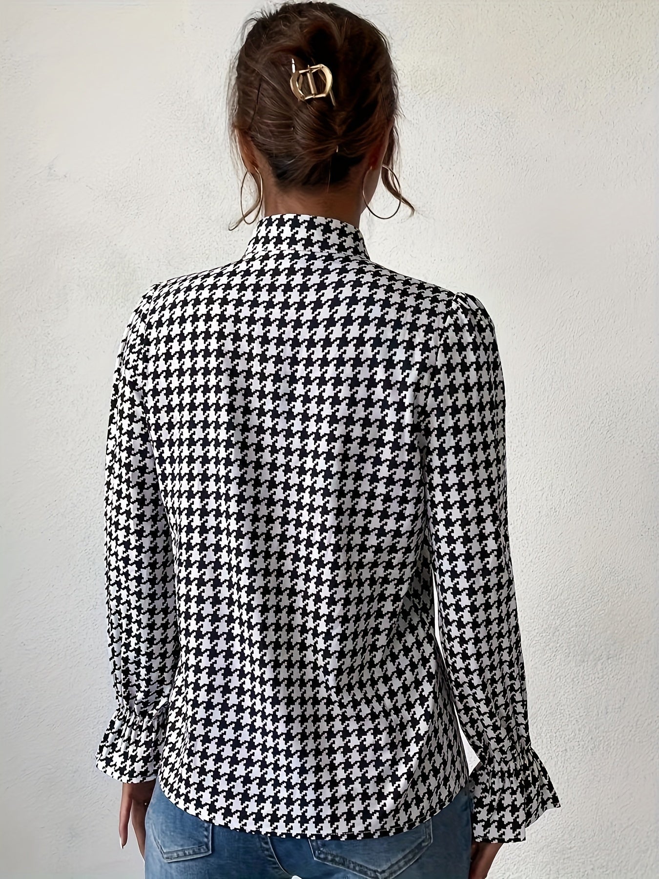 Black Houndstooth Blouse for Women | Amelie