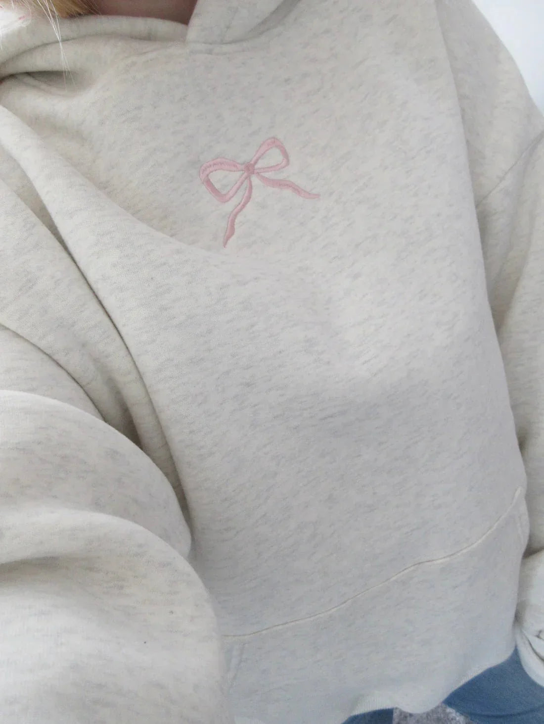 Hoodie with Bow Detail Casual Style for Women | Bliss White