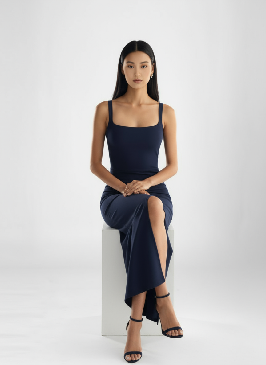 Maxi Dress with Spaghetti Straps and High Slit for Women | Anastasia