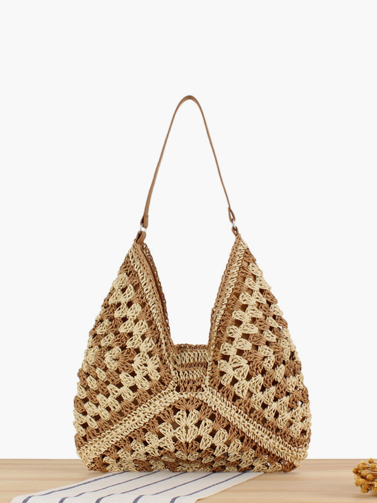 Boho Crochet Shoulder Bag for Women | Trexie Brown One Size