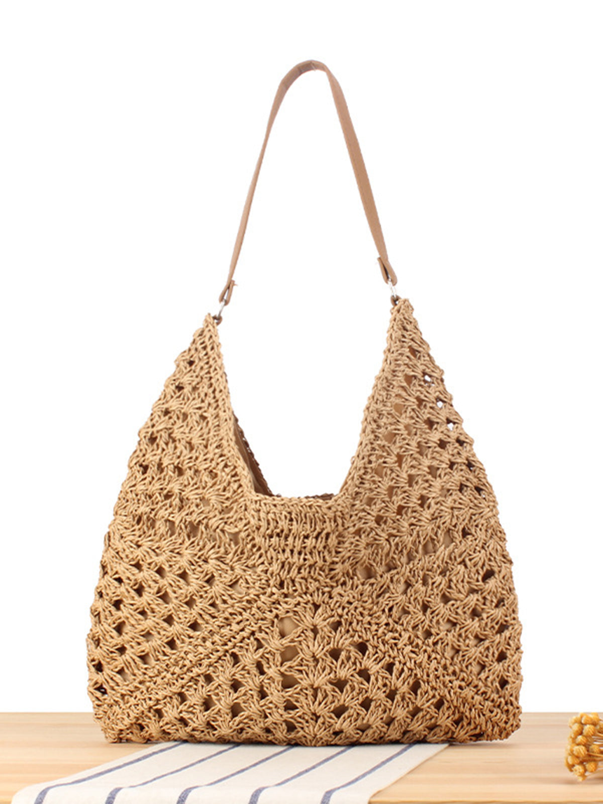 Boho Crochet Shoulder Bag for Women | Trexie Beige One Size
