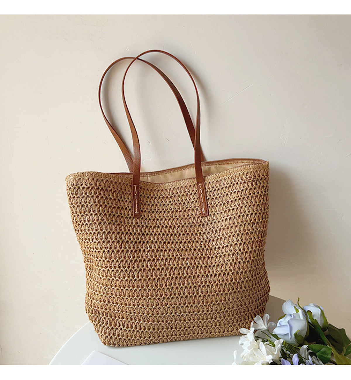 Braided Handbag for Women | Summer Brown One-size