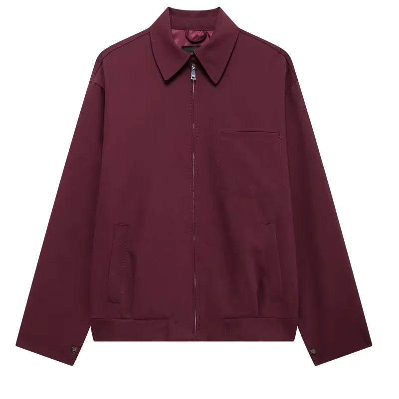 Breez | Cropped Bomber Jacket Wine Red