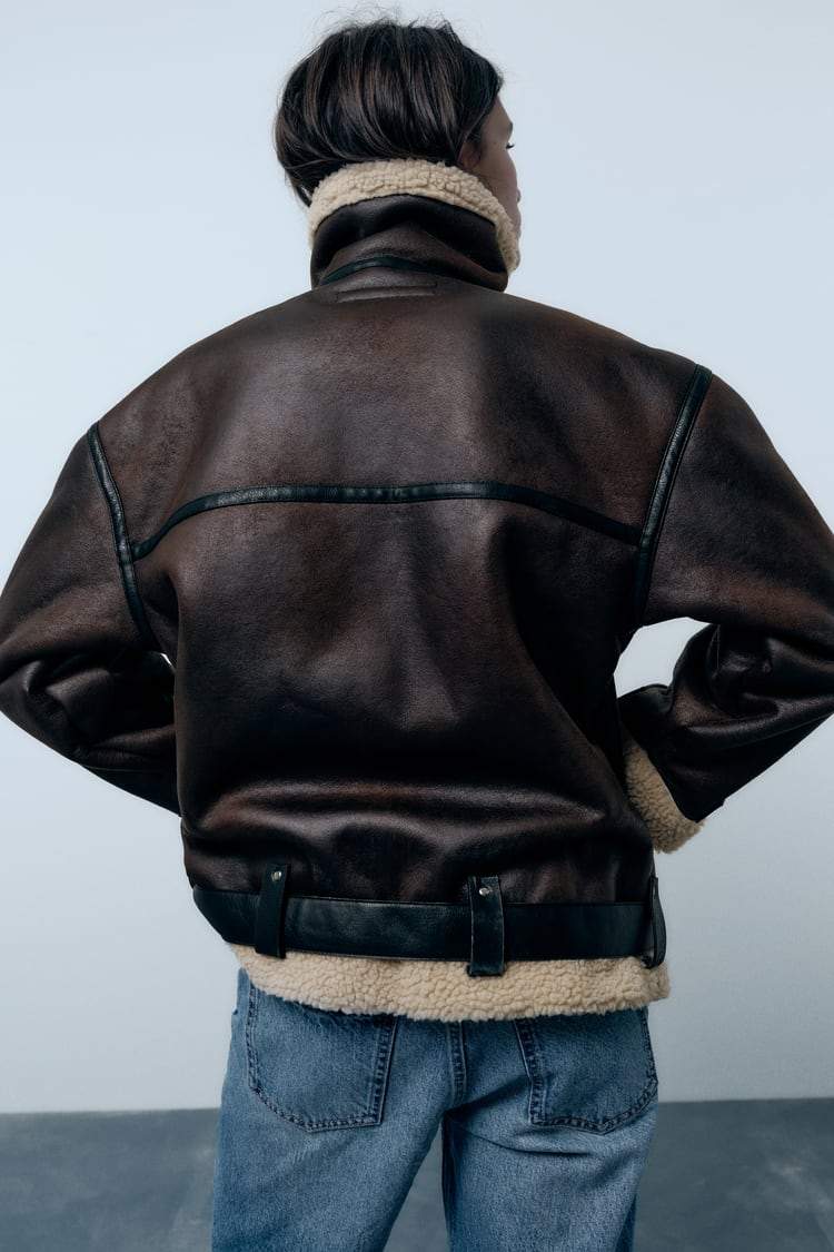 Brown Synthetic Leather Jacket for Women | Karina