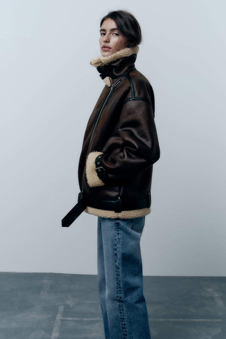 Brown Synthetic Leather Jacket for Women | Karina