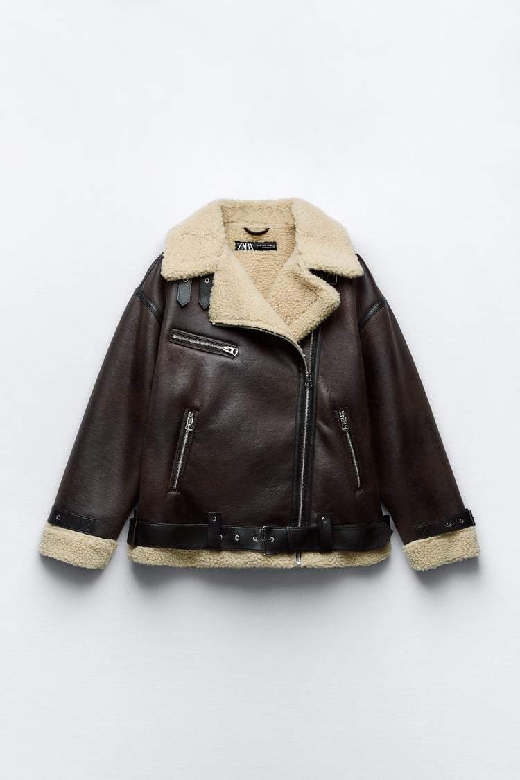 Brown Synthetic Leather Jacket for Women | Karina Brown