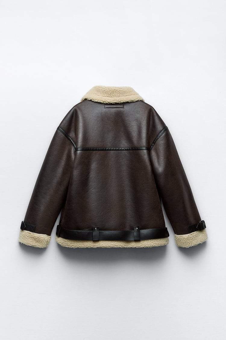Brown Synthetic Leather Jacket for Women | Karina