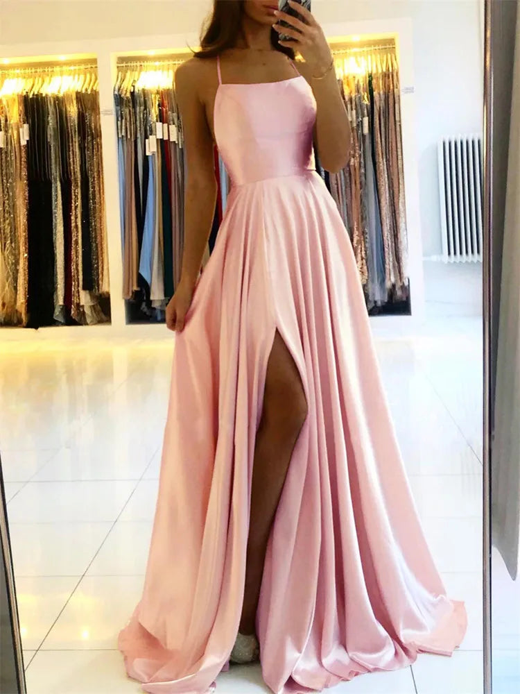 Festive Satin Maxi Dress For Women | Liora Dusty Pink
