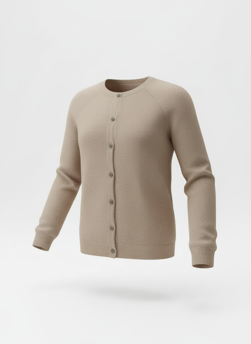 Button-Up Wool Cardigan Lightweight for Women | Maelle Light brown