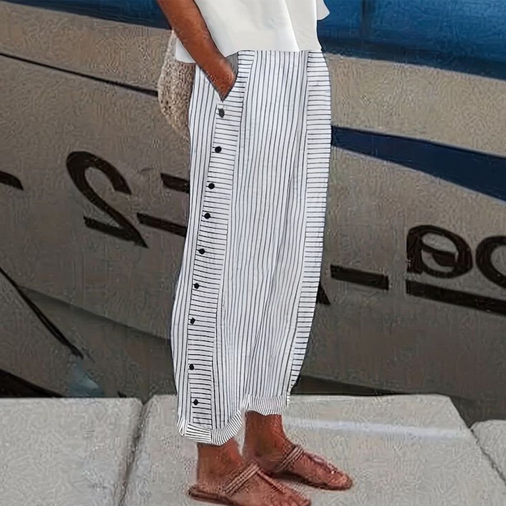 Striped Trousers Relaxed Fit for Women | Carol Grey