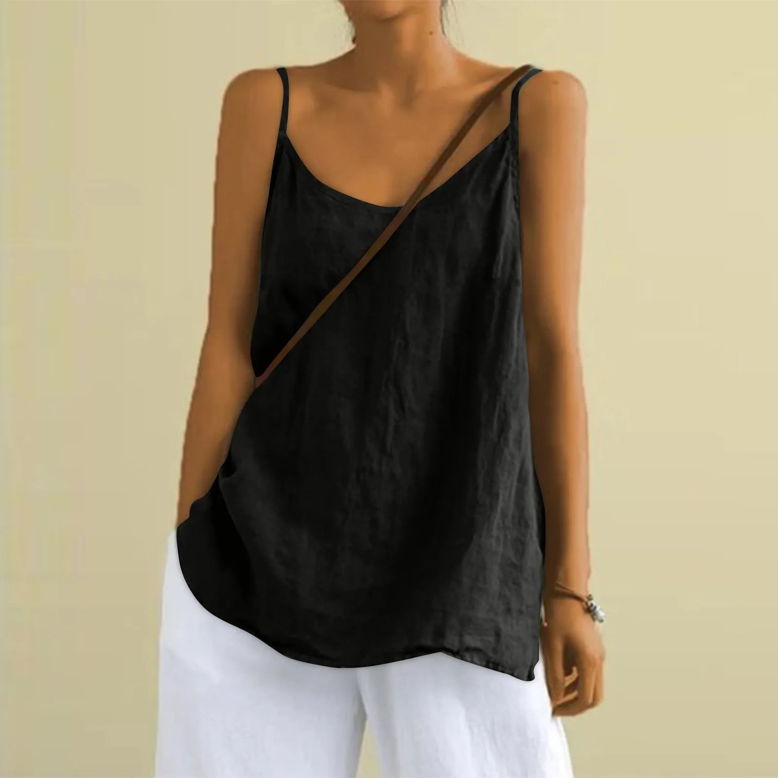 Casual Sleeveless V-Neck Blouse for Women | Lucille Black