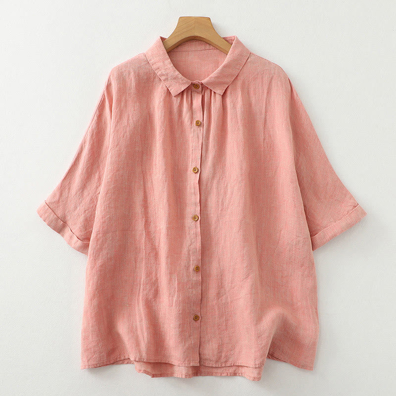 Linen Summer Shirt For Women | Liora Peach