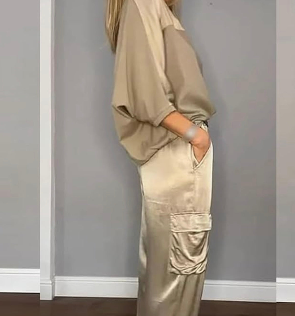 Casual Satin Relaxed-Fit Two-Piece Set for Women | Melody