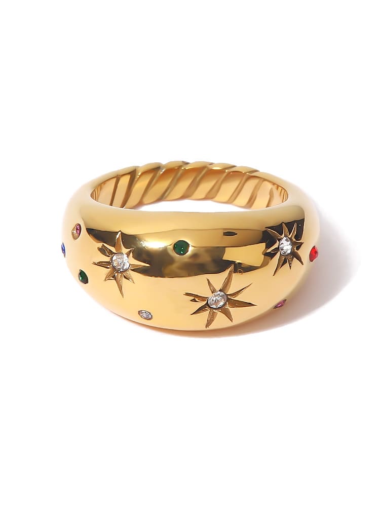 Celestial Gem Dome Ring for Women | Aster Gold One Size