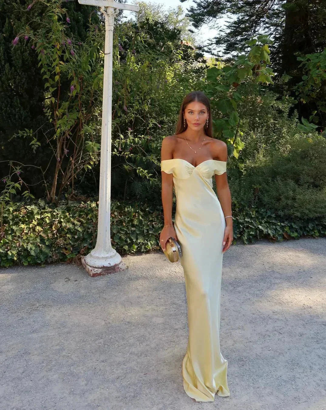 Yellow Off Shoulder Maxi Dress for Women | Maliyah