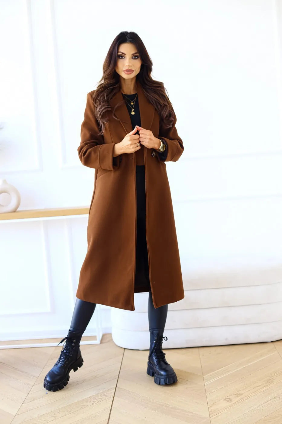 Chic Double-Breasted Long Wool Coat for Women | Venice