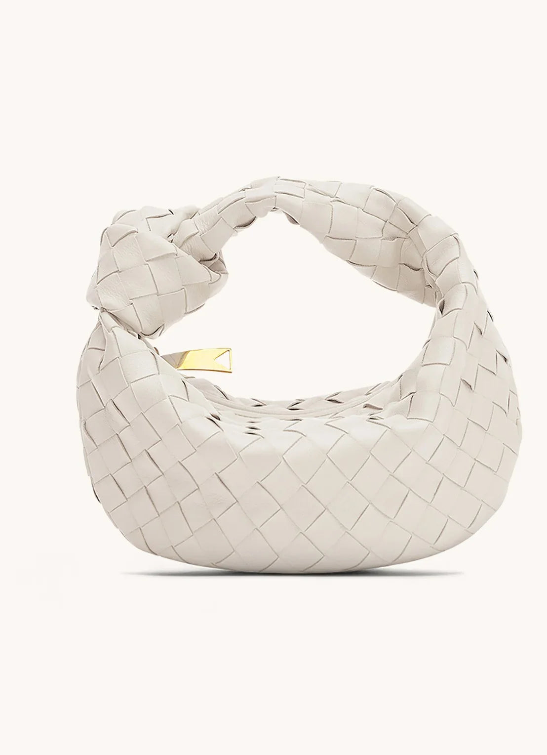 Chic Woven Leather Knot Shoulder Bag for Women | Arnelle Cream