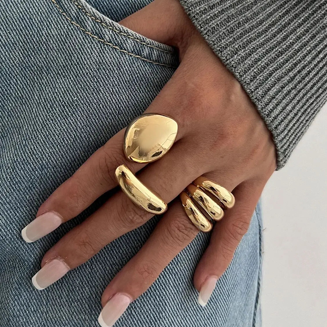 Chunky Adjustable Statement Ring Set for Women | Savana