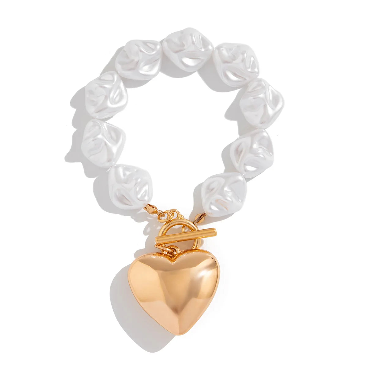 Chunky Resin Bead Heart Pendant Bracelet for Women | Alodia