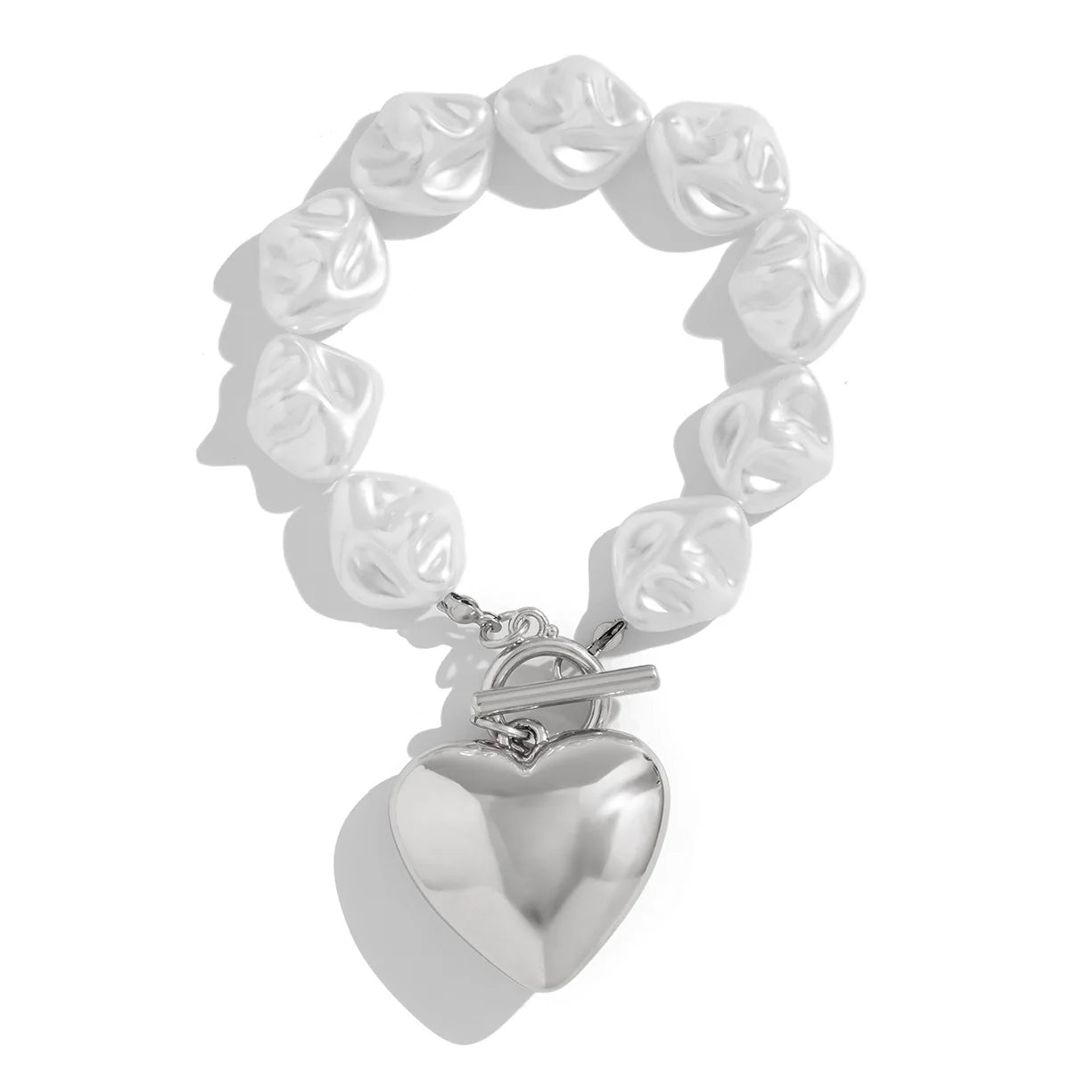 Chunky Resin Bead Heart Pendant Bracelet for Women | Alodia
