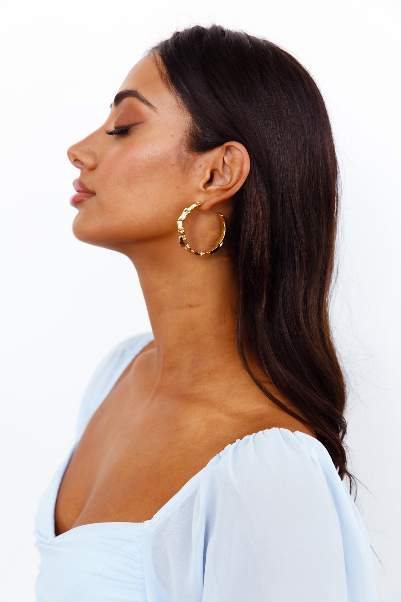 Chunky Textured Gold Hoop Earrings for Women | Valeria