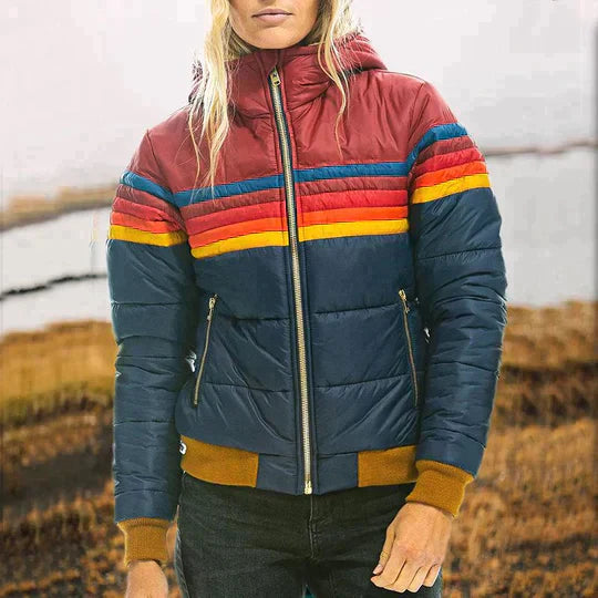 Retro Parka Jacket with Faux Fur Hood for Women | Clarinda Marine Blue