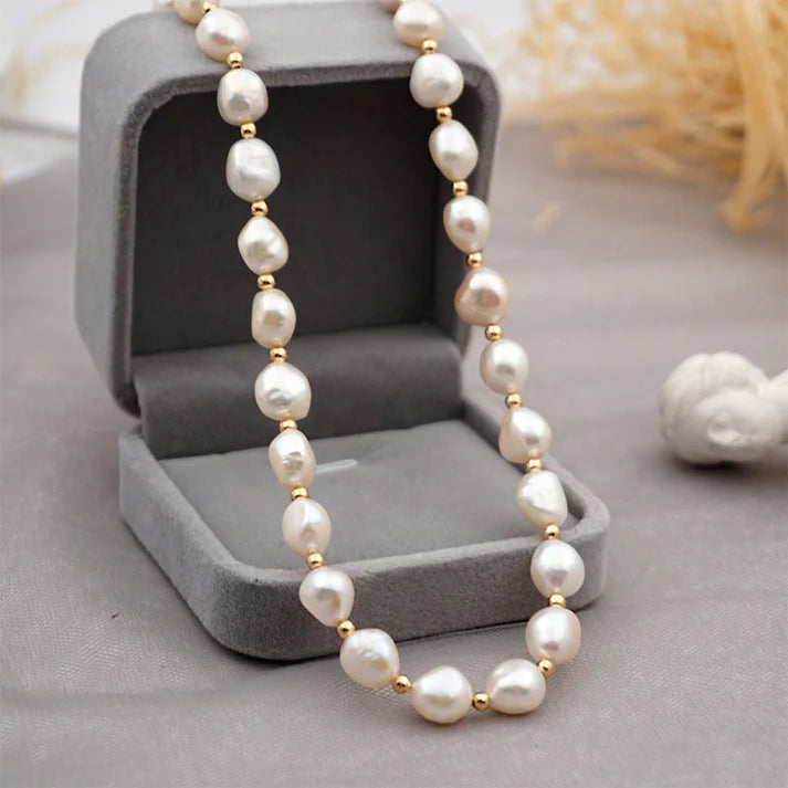 Classic Pearl and Gold Bead Necklace for Women | Blanche