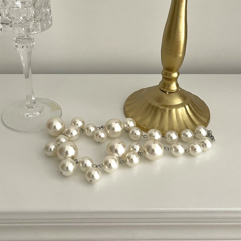 Classic Statement Chunky Pearl Beaded Necklace for Women | Marcela