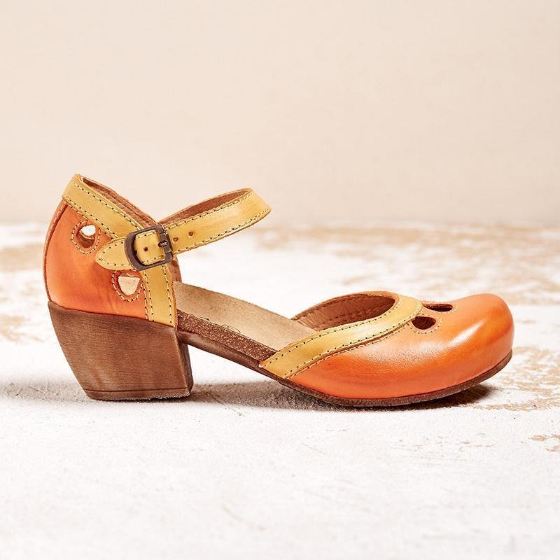 Comfortable Low Heel Sandals For Women | Lirina Orange