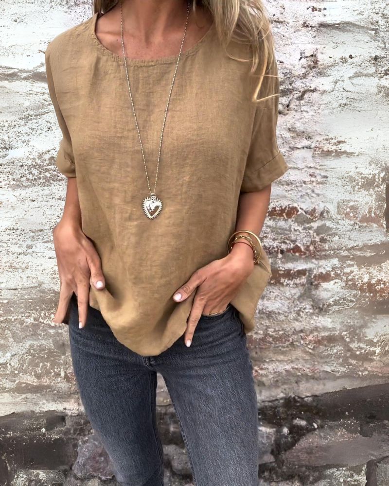 Cotton Linen Blouse Casual Style For Women | Jorina Brown