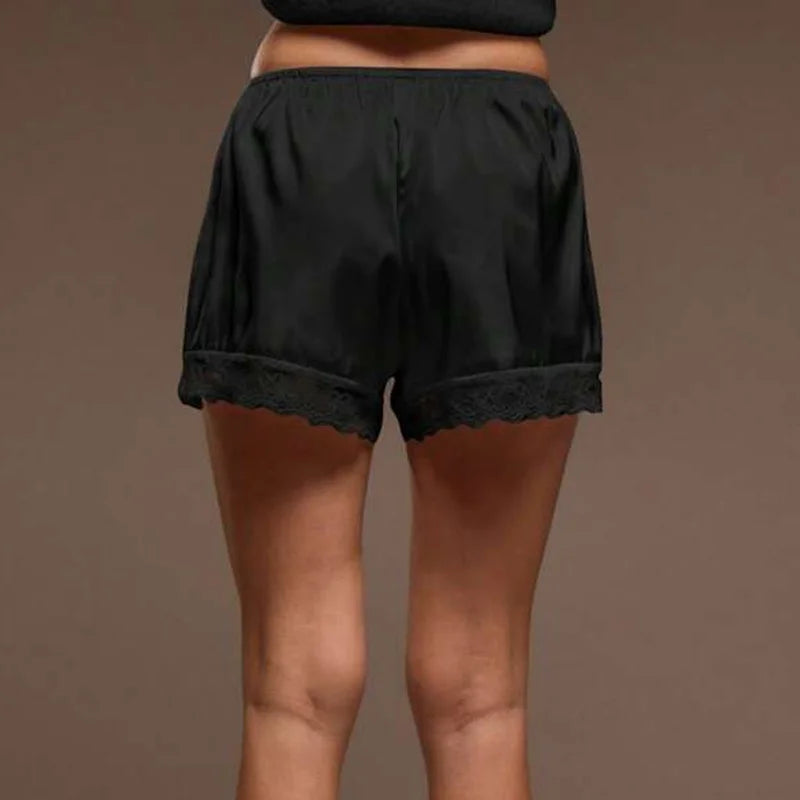 Cozy Satin Lounge Shorts with Elastic Waist for Women | Ash